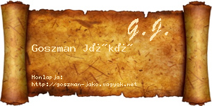 Goszman Jákó névjegykártya